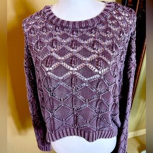 Full tilt extra large women’s purple knit sweater 100% cotton cropped